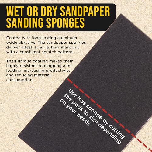 Dura-Gold 600 Grit 5" x 2-3/4" Sanding Sponges, Flexible Sandpaper, 20-Pc - style: 600 Grit