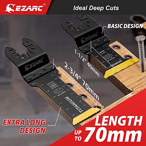 EZARC Titanium Oscillating Saw Blades Kit 4 PCS, Plunge Cutting Multitool Blades for Metal Wood Nails Screws, Flush Cut Universal Quick Release Multi Tool Blades Kits, Tool Blades Fit Multiple Models - size: 4 Pcs Mixed Set