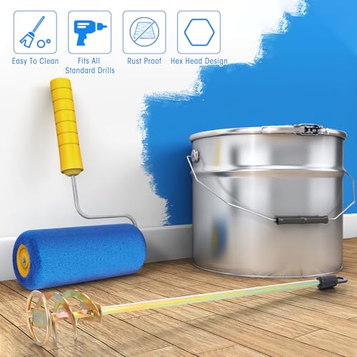 Lasnten 3 Pcs Paint Mixer for Drill, 1 to 5 Gallon Bucket, Gold - color: Gold, style: Style 1