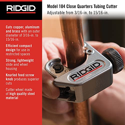 RIDGID 29963 Model 35S 1/4" to 1-3/8" Stainless Steel Tubing Cutter with X-CEL Knob, Silver