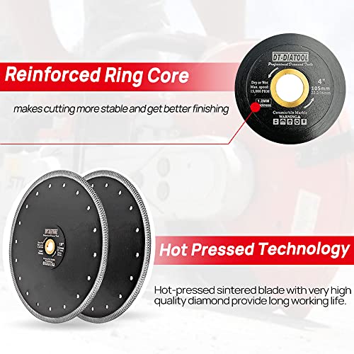 DT-DIATOOL Diamond Tile Blade 7 Inch 2pcs Diamond Turbo X Mesh Rim Segement Circular Saw Blade for Procelain Ceramic Stoneware Marble Granite Fits 5/8"-7/8" Arbor - size: 7 inch
