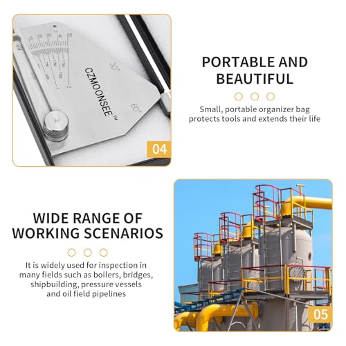 SKEW-T Stainless Steel Oblique Welding Inspection Ruler Angle Weld Gauge Welding Point Measurement Gauge Welding Angle Gauge ulnar Test Ruler