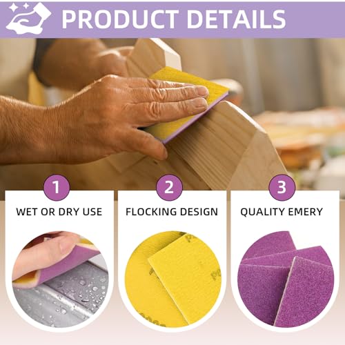 20Pcs Sanding Sponge 320 Grit Wet Dry Soft Foam Hand Sander Block - size: 20pcs 320 Grit, style: Ceramic Sand