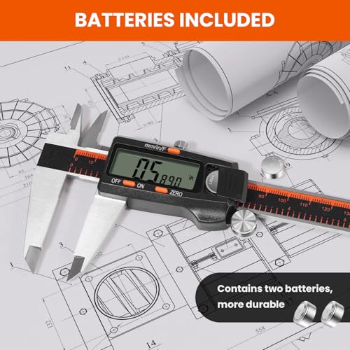 HARDELL Digital Caliper 0-8" Stainless Steel, Inch/Fractions/mm - size: 8 Inch