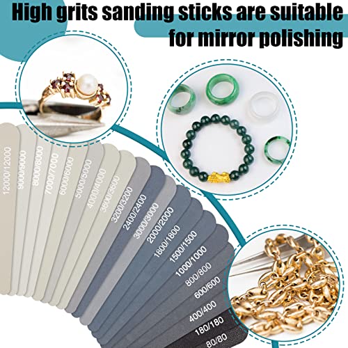 Honoson 60 Pcs Sanding Sticks for Plastic Models 80-12000 Grit Polishing Sticks Assorted Metal and Wood Sanding Tools Accessory for Model Craft Amateur Beginner, 5 x 0.8 Inch(Water Drop Style) - style: Water Drop Style