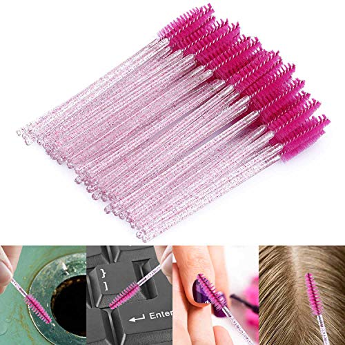 Tbestmax 500 Disposable Mascara Wands Eyelash Brush Spoolies for Eyebrow Eye Lash Extension Colorful - color: Crystal-5 Colors