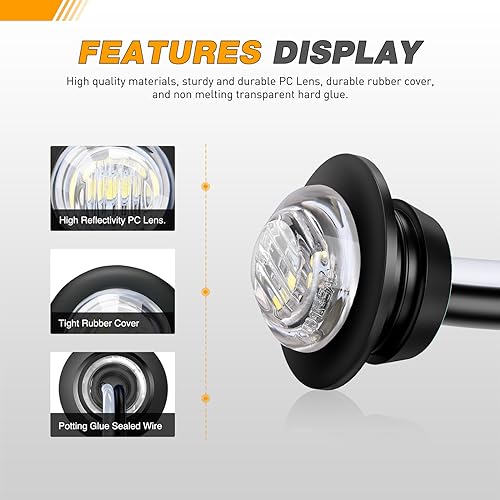 GOOACC 3/4 Inch Bullet Side Marker Light 30PCS Red Amber White - color: Red+Amber+White 30PCS