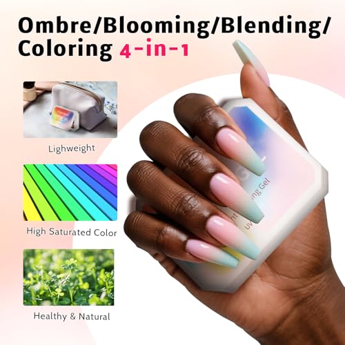 Pat Gel Ombre Nail Kit, 9Colors Patting Ombre Gel Polish Palette 100Sponges - color: 9 Colors C