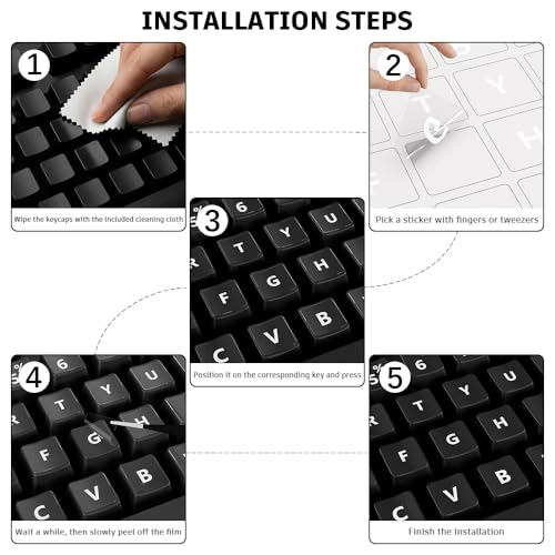 ProElife Keyboard Letter Stickers with Tweezer, Short, White - color: White