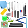 Tamiya Extra Thin Cement with Fine Tip Applicator and Pixiss Gundam Model Toolkit - 4 Oz Plastic Model Glue for Miniatures, Miniature Tool Kit Including Mini Tweezers, Pliers, Nippers