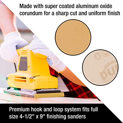 Dura-Gold Premium 1/2 Sheet Gold Sandpaper Sheets, 320 Grit (Box of 16) - size: 320-Grit
