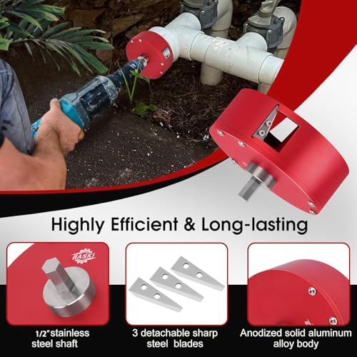 4 Inch PVC Pipe Beveling Tool with 3 Steel Blades, PVC Deburring Tool, PVC Chamfer Tool, Pipe Reamer Plumbing Tool for PVC, CPVC, ABS, PP, PE
