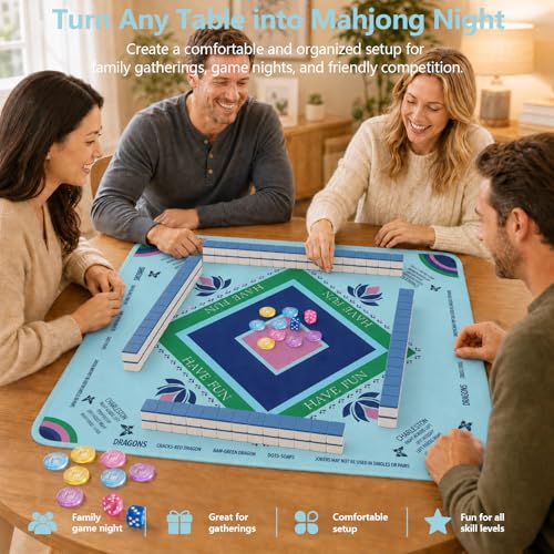 Mahjong Mat Set for American Mahjong, 32.4" x 32.4" - color: Hehua-set-1