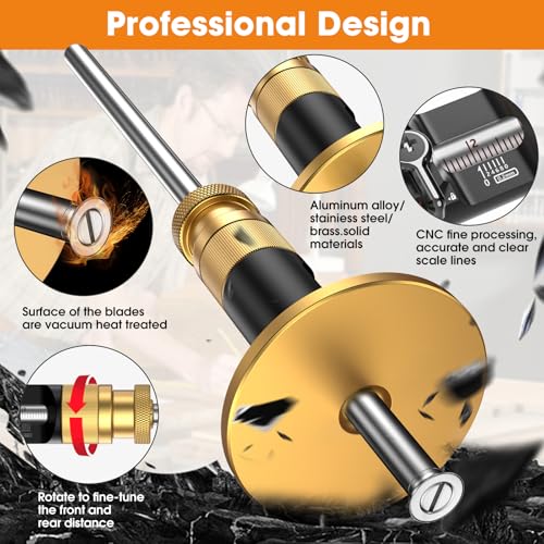 Wheel Marking Gauge Woodworking, Scribe Tool Woodworking, Adjustable 0-12cm, Aluminum & Brass Options, for Parallel Lines, Dovetail Joints & Professional Carpentry (Replacement Blade Set (3 Pieces))