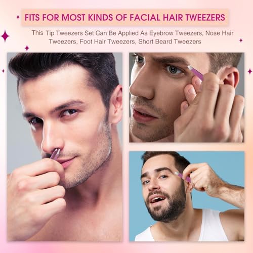 Mudder 12 Pcs Eyebrow Tweezers Set for Facial Hair in Bulk - color: Purple