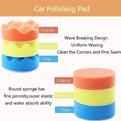 104PCS Car Headlight Restoration Kit - 3Inch Sanding Discs, Wool & Sponge Buffing Pads, Interface Pad for Car Washing, Cleaning, Waxing - style: 3inch-104pcs