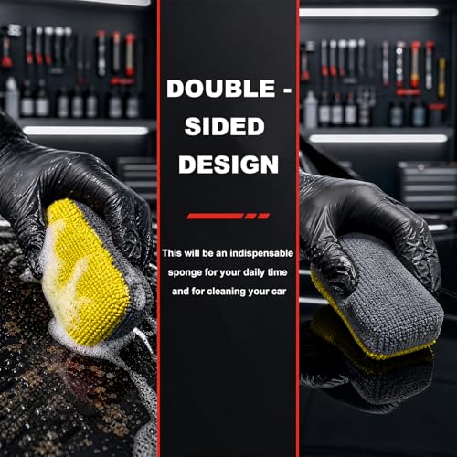 12 PCS Ceramic Coating Applicator Sponge, Microfiber Car Detailing Applicators Sponge Pads, Universal Automotive Sponges Applicator for Wax Sealant Paint Application (Yellow & Dark Gray) - color: Yellow & Dark Gray