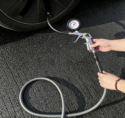 Hybrid Air Hose 1/4-Inch x 100FT,Air Compressor Hose 300 PSI Heavy Duty,Lightweight,Kink Resistant,All-Weather Flexibility With 1/4-Inch Swivel Solid Aluminum Quick Coupler and Plug,Gray - color: Gray, size: 1/4''100FT