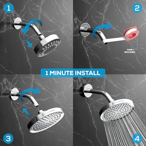 SparkPod Rain Shower Head, 6 Inch Round, Luxury Polished Chrome Finish - color: Chrome (Polished), style: 6 Inch Round