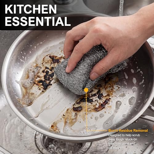 PAMI #1 Medium Coarse Steel Wool Pads,Non-Scratch Dish Scrubber,8-Pack - style: #1 - Medium