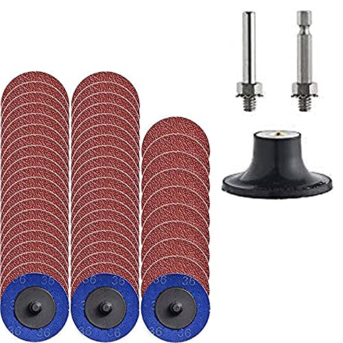 Miroku 50Pcs P36 2 inch Quick Change Discs Set, A/O Sanding Discs with 1/4" Holder, for Die Grinder Surface Prep Strip Grind Polish Finish Burr Rust Paint Removal - style: 50Pcs P36