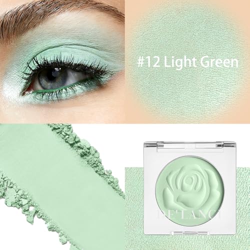Matte Light Green Single Eyeshadow with Applicator, High Pigmented Pressed Powder Mint Green Eye Shadow Palette Blendable Waterproof Long Lasting Vegan Eye Makeup for Spring Summer Festival Party Look - color: LIGHT GREEN