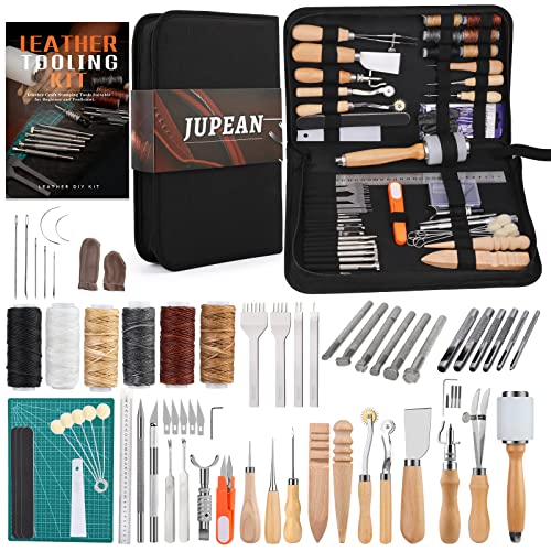 Jupean Leather Working Tools: Leather Tools for Leathers Working Kit - size: 70 Pcs