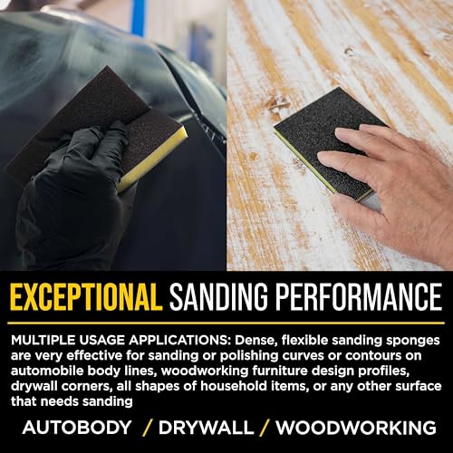 Dura-Gold 180 Grit Double-Sided Sanding Sponges, 4.7" x 3.9", Box of 10 - style: 180 Grit