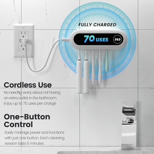 MIMORE Toothbrush Holder Wall Mounted, 5 Slots, 6-Minute Timer