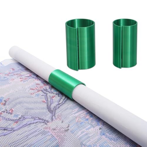 HOZOE Diamond Painting Canvas Roll Holder,Fixed Scroll Anti-Roll Bracket,Diamond Scroll Ring Storage Tool,Diamond Painting Art Accessories,3D Printing,2-Pack (Green) - color: green