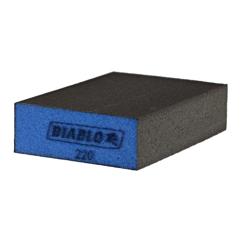 Diablo Large Flat Edge Sanding Sponge with Endura-Bond - 5" x 3" x 1" - size: 5" x 3" x 1", style: 220 Ultra Fine Grit - Sponge