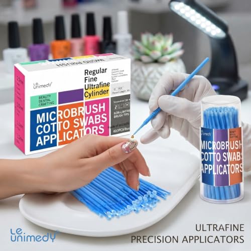 LE UNIMEDY 400PCS/Box Cotton Swabs, Disposable Micro Applicators Brush, Cosmetic Brush, Micro Swabs, Microswabs 1.0mm Black - size: 1.0mm, Black