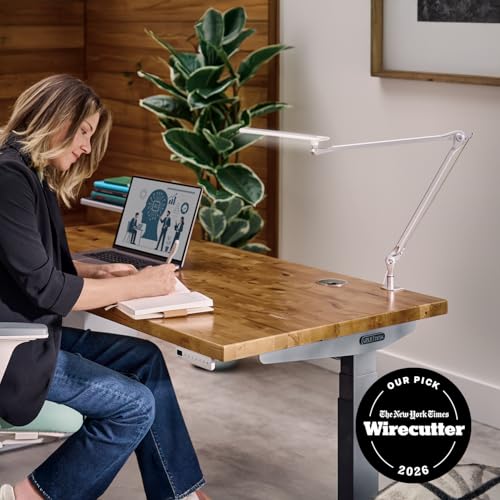 UPLIFTDESK E7 LED Desk Lamp with Clamp - 3 Color Mode Architect Desk Lamp - color: Silver Clamp Only