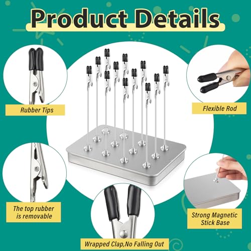 Nuanchu 2 Pcs Painting Stand with 24 Alligator Clips 15 Brushes, Silvery - color: Silvery
