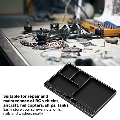 Dilwe RC Aluminium Alloy Magnetic Screw Tray with Magnetic Pad for RC Model Toy Repair, Universal Metal RC Screw Holder Plate