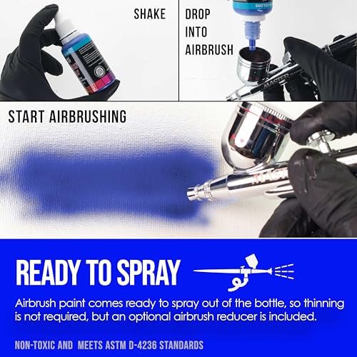 U.S. Art Supply Airbrush Paint Set, 6 Color Fluorescent Neon, 1-oz Bottles - color: 6-Color Fluorescent Set