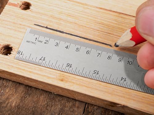 12+18 inch Metal Ruler with Cork Backing, Imperial & Metric Markings - style: 12+18 inch