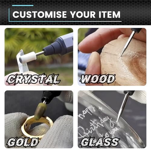 AM ARROWMAX Mini Engraving Pen, Cordless Rotary Tool with 36 Bits, Aluminum Case, Bluetooth, APP, Wireless Magnetic Charge, Engraving Tool for Jewelry, Wood, Glass, Carving (SGS MINI) - color: Grey, size: SGS MINI