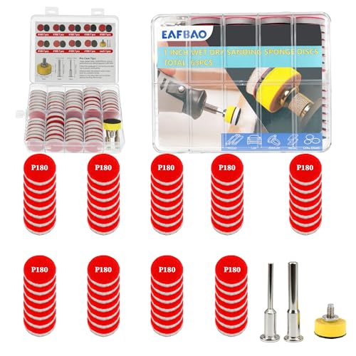 63 PCS 1 Inch Sanding Dremel Discs Hook and Loop Sandpaper 180 Grits - style: 180 Grit