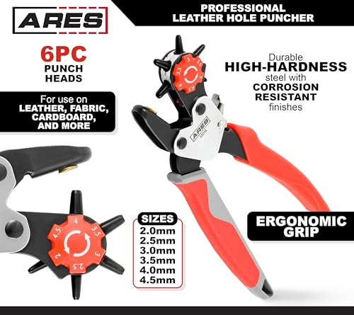 ARES 32016 Professional Hole Puncher - size: Rotary Fabric & Leather Hole Puncher