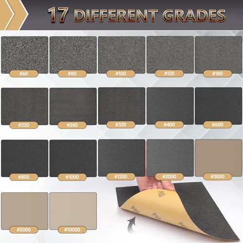 12-Sheet Premium 60 Grit Wet Dry Sandpaper, 9 x 11 Inch - style: 60Grit