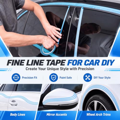 Xuniea 5 Rolls Fine Line Vinyl Tape, 1/4 Inch, Blue - color: Blue, size: 1/4 Inch