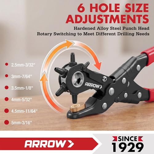 Arrow Belt Hole Puncher with Rotary Punch Head