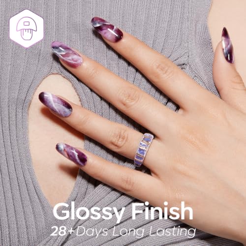 modelones Purple Gel Nail Polish Set, Hema-Free 6 Colors Lavender Mauve - color: A A A2 Purple Violet Letter