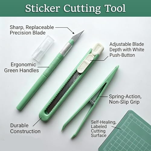 Scrapbooking Tools, Scrapbooking Supplies with Precision Knife, Cutting Mat, Sticker Tweezers and Cutter, Craft Tools Vinyl Weeding Tool Kit for Card Making Paper Craft DIY Art Projects
