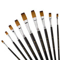 9 Pcs Flat Large Paint Brushes Set, Synthetic Hair, Long Handle - size: Flat (Long Handle)