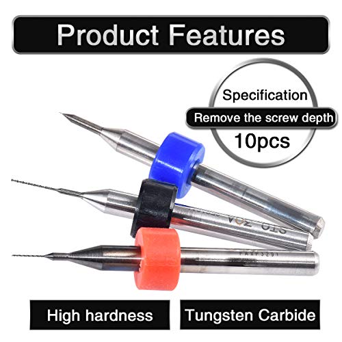 10 Pcs Tungsten Carbide Macro Drill Bits, PCB Drill Bits for Jewelry, CNC, Soft Metals, Model Making, Wood - Cutting Dia: 0.1mm, 0.2mm, 0.3mm, 0.4mm, 0.5mm, 0.6mm, 0.7mm, 0.8mm, 0.9mm, 1.0mm - color: 10 Pcs (0.1-1.0)mm