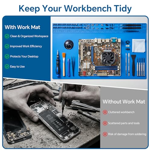 Large Soldering Mat, 27.6"x15.7", Heat Resistant 932°F Silicone - color: Blue
