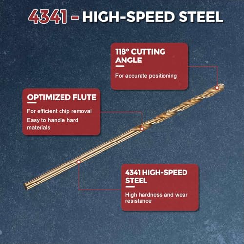 5pcs Micro Drill Bit #51 Diameter 1.702mm 4341 HSS for Soft Metal - size: #51