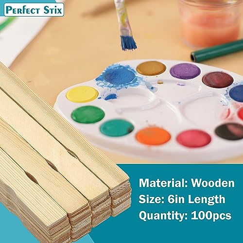 6" Wooden Paint Paddle Sticks/Mixing and Epoxy Sticks - Package of 100ct - size: 6"-Pack of 100ct
